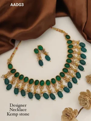 A Fusion of Tradition and Glamour: Kundan Kemp Stone Choker Necklace Sets