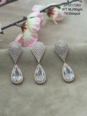 Dazzling Silver American Diamond Necklace